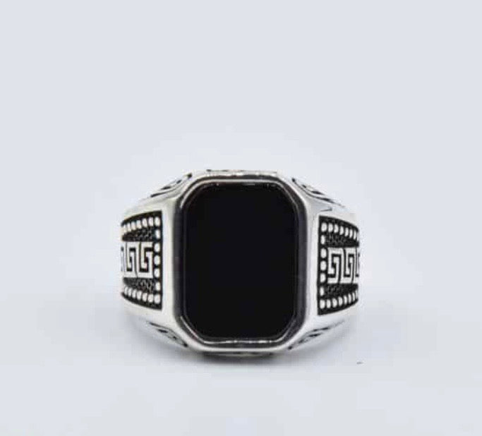 Symbols Onyx Signet Ring – Greek Key Edition