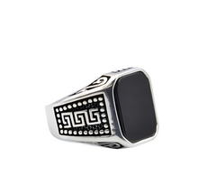 Symbols Onyx Signet Ring – Greek Key Edition