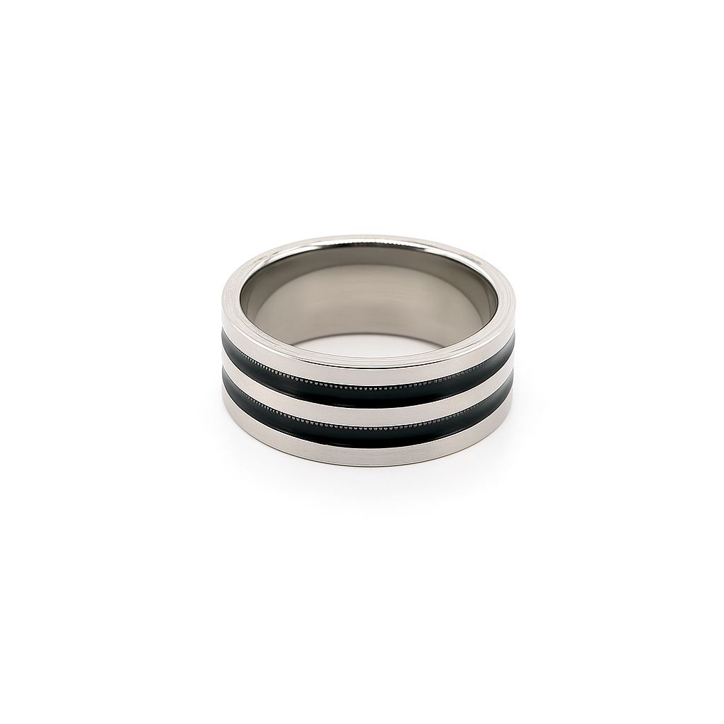 Symbols Triple-Stripe Matte Black Ring