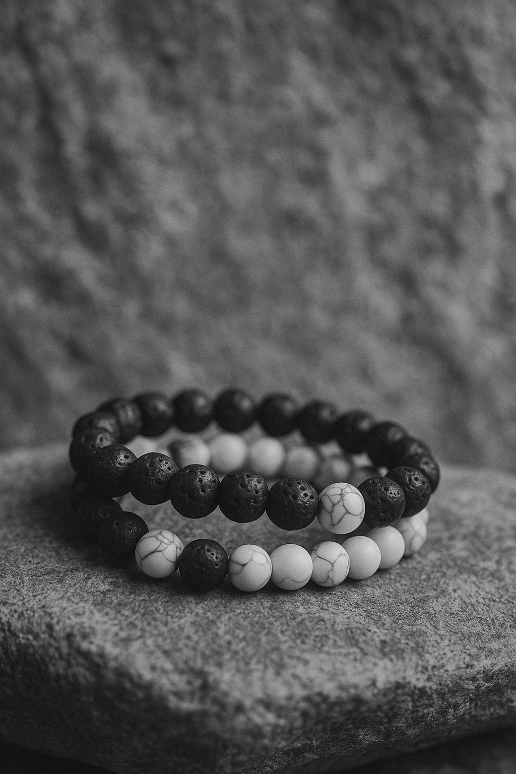 Lava & Howlite Beaded Bracelet Set