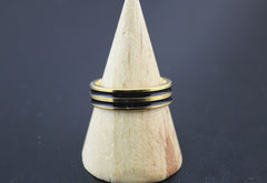 Black Striped Gold-Plated Ring