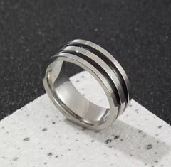 Symbols Triple-Stripe Matte Black Ring
