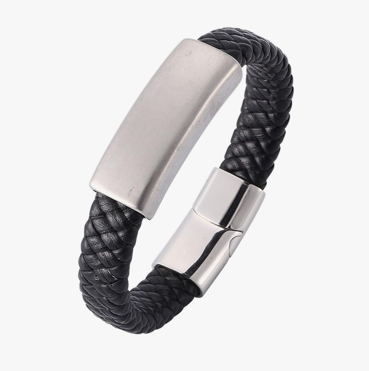 Style Braided Leather Cord Bracelet Stainless Steel